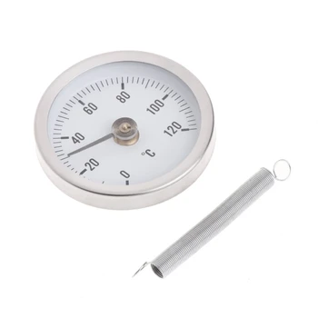 Термометр с зажимом для трубы, Биметаллический датчик температуры и пружина 63 мм 120 ℃  5