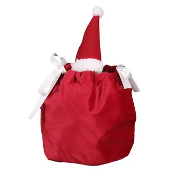 Тканевые пакеты для рождественских подарков с завязками Тканевые пакеты для праздничных подарков с завязками Модное изысканное хранилище рождественских подарков  5