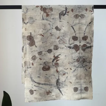 Ткань ручной работы, окрашенная растениями, чистый хлопок с принтом в виде листьев, Нишевая дизайнерская ткань, специальное Грязное окрашивание  5