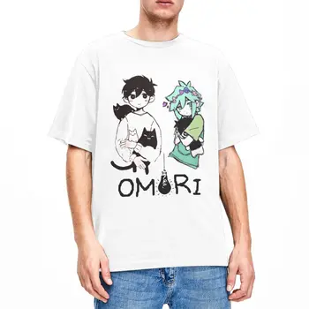 Товары для мужчин и женщин Omori Friends, футболки из чистого хлопка, Креативные футболки Crewneck cats, Одежда с коротким рукавом и графическим принтом  5