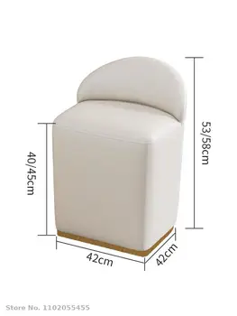 Туалетный столик, стул легкий, роскошный, с чувством дизайна, стул для макияжа в спальне, стул со спинкой, кожаный табурет, сменная обувь  5