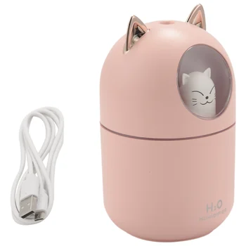 Увлажнитель Cute Cat Cool Mist для дома, кошачий ночник, необходимый чистый воздух для детской комнаты, легкая очистка, бесшумная работа, розовый  5