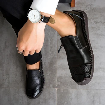 Удобная Кожаная обувь, мужские Лоферы, Обувь для вождения, сшитая вручную, Новинка 2023 года, повседневная мужская обувь ручной работы, Дизайнерские кроссовки Man  5