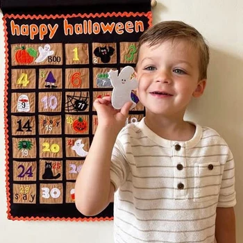Украшение Календаря обратного отсчета времени года на Хэллоуин для детей и семьи, Тканевый декор со съемным  5