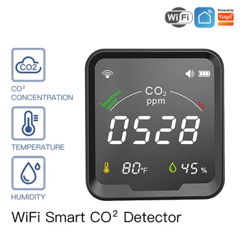 Умный детектор CO2 Tuya 3-в-1, тестер температуры и влажности воздуха, детектор углекислого газа, звуковая сигнализация, управление приложением Smart Life  5
