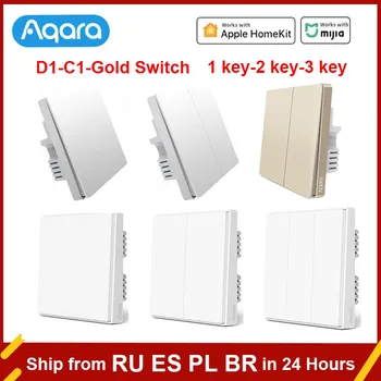 Умный Настенный Выключатель Aqara D1 C1 ZigBee Smart Home Wireless Key Light Золотой Выключатель Противопожарный Провод Без Нейтрали Для Mijia APP homekit  5