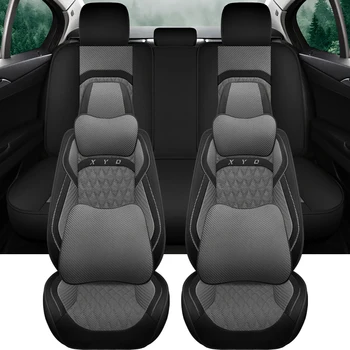 Универсальные чехлы для автомобильных сидений из льна Kia Stinger Toyota Aygo VW Touran BMW X5 F15 Superb 2 Роскошные Аксессуары Для интерьера Полный комплект  5