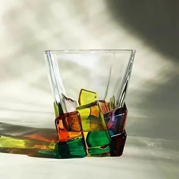 Усовершенствованные стаканчики для сока с принтом, новые нишевые стаканчики, стаканчики из окрашенного стекла, стаканчики для воды для домашнего использования  4