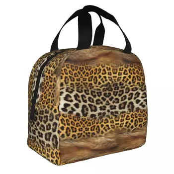 Утепленные сумки для ланча с рисунком лисы и леопарда, термосумка, контейнер для еды, переносная сумка, ланч-бокс, сумка для бенто, сумка для пикника в колледже  5