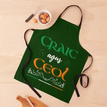 Фартук Craic agus Ceol, Ирландская музыка и Craic, Ирландская культура, Кухонный фартук для женщин, Кухонный фартук  5