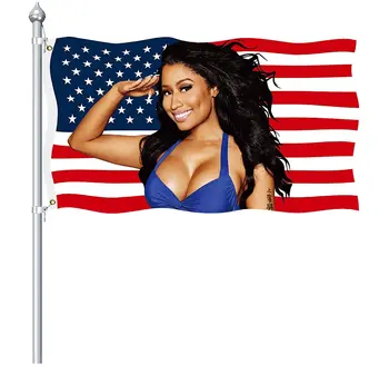 Флаг Ники Минаж Американский Флаг Nic-ki Min-aj Ярких цветов с двойной Прошивкой и 2 Латунными люверсами Баннер размером 3x5 ФУТОВ  4