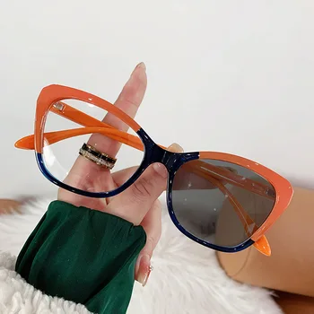 Фотохромные очки, Женские солнцезащитные очки, очки с синим светом, очки в пластиковой оправе, Прозрачные линзы, Солнцезащитные очки UV400, 2 В 1  5