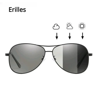 Фотохромные поляризованные солнцезащитные очки Для мужчин и женщин за рулем, Винтажные металлические солнцезащитные очки-хамелеоны, меняющие цвет, Дневное ночное видение UV400  5