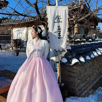 Ханбок, Корейское традиционное платье 2023, Женщина-королева, Новый халат в корейском стиле, костюм для фотосъемки, одежда для народных танцев, Ханбок, Свадебная вечеринка  4