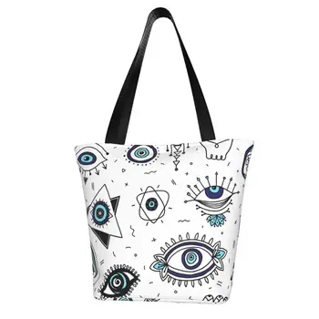 Хозяйственная сумка Evil Eyes Для наблюдения за комиксами Женские Модные сумки Стильные Тканевые сумки для уличной одежды  5