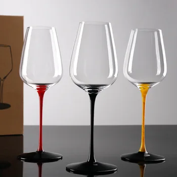 Хрустальные бокалы для вина на красно-черном фоне, ручная работа, Бокалы для вина с ручной росписью  5