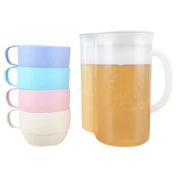 Чайные чашки в скандинавском стиле, Экологически чистая пшеничная чашка, Чашка для кофе, Чашка для молочных напитков, Чашка для зубной щетки для домашней ванной комнаты, набор для чайника из 5 шт.  5