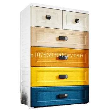 Широкий пластиковый шкафчик типа 94, детский шкаф на колесиках с утолщенной отделкой, европейский простой прикроватный шкаф для хранения  5