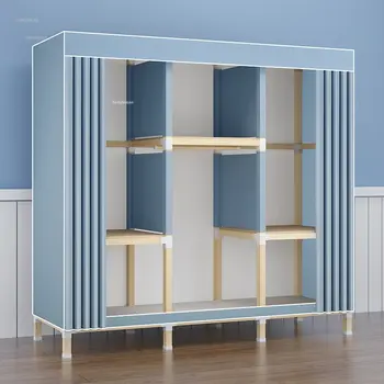 Шкафы напрокат Мебель для дома Простой тканевый шкаф Прочный и долговечный Большой подвесной шкаф Для хранения вещей в маленькой спальне  5