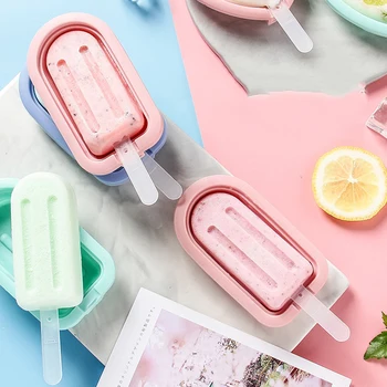 Штабелируемые Формы для эскимо Многоразовая Силиконовая Форма для мороженого DIY Десертная Форма для мороженого с палочкой Разноцветный силикон  4