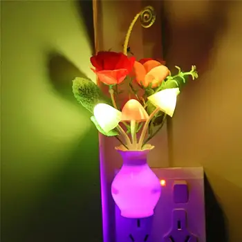 Энергосберегающая лампа мощностью 0,5 Вт Dream Nightlight Rose Flower Mushroom Night LightsPlug Со светодиодным ночником с автоматическим датчиком от заката до рассвета  1