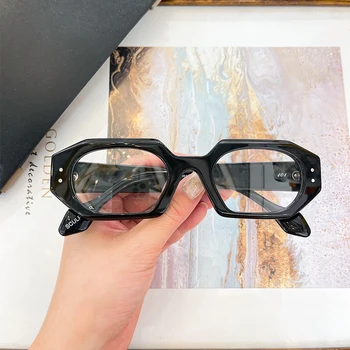 Японская Квадратная Многоугольная Ацетатная оправа для оптических очков ручной работы, Мужские Винтажные очки для близорукости по рецепту, Женские Роскошные очки  5