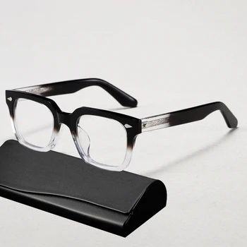 Японская квадратная оптическая оправа ручной работы, мужские винтажные ацетатные очки для близорукости, женские модные очки с полной оправой по рецепту  5