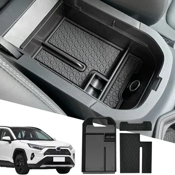 Ящик для хранения центрального подлокотника автомобиля, органайзер для дополнительной центральной консоли, совместимый с Toyota RAV-4 2019 2020 2021  10
